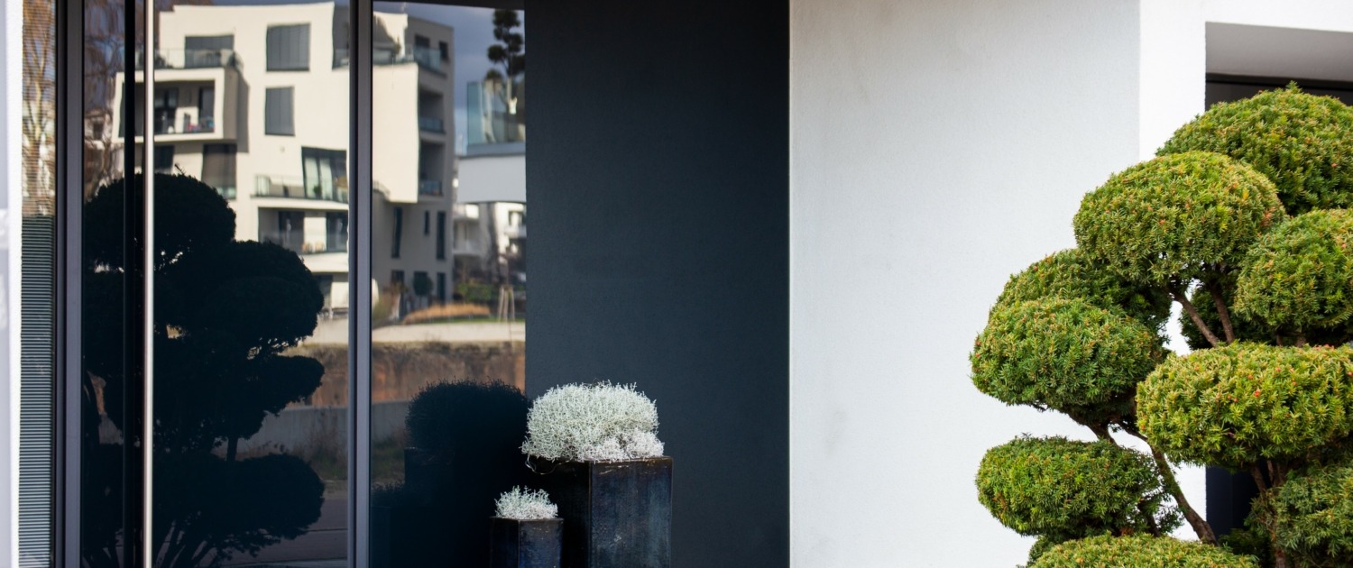 Modern new anthracite grey front door